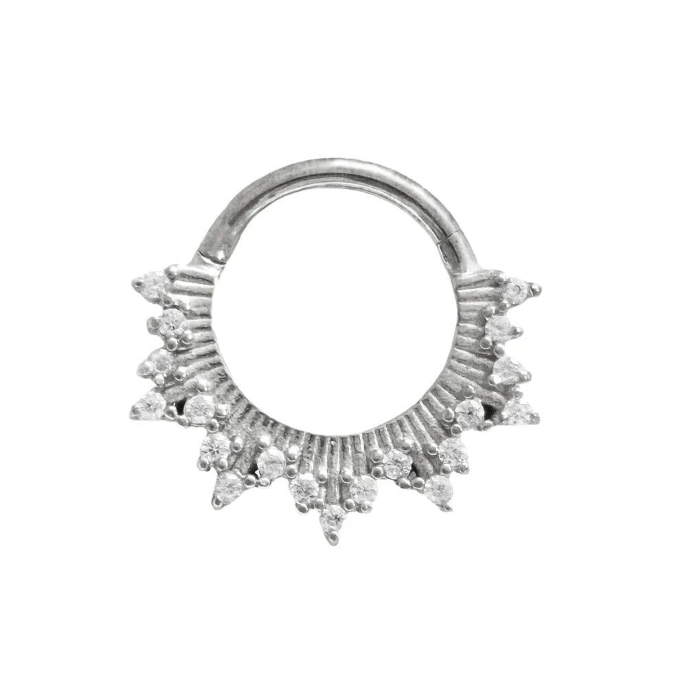 316L Surgical Steel Segment Nose Ring Zircon Septum Clicker Ear Cartilage Helix Daith Hoop Body  Piercing Jewelry