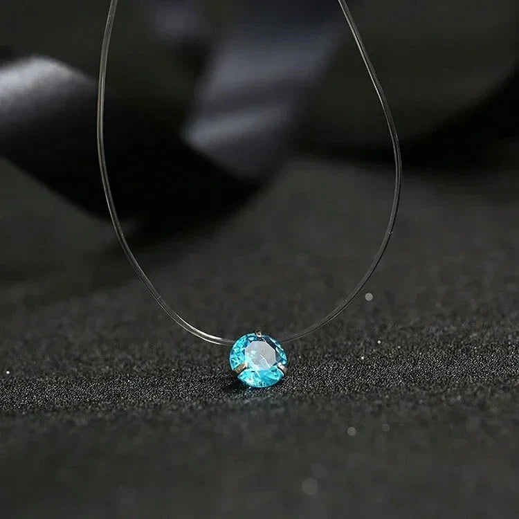 5 Colors Dazzling Zircon Necklace Invisible Transparent Fishing Line Simple Pendant Necklace Jewelry For Women Pearl Jewelry