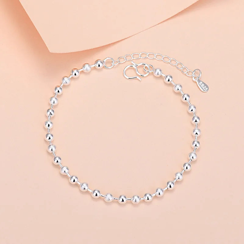 925 Sterling Silver Lucky Bead Charm Bracelets Woman Couple Chain Round Bangles Luxury Jewelry Accessories Wholesale