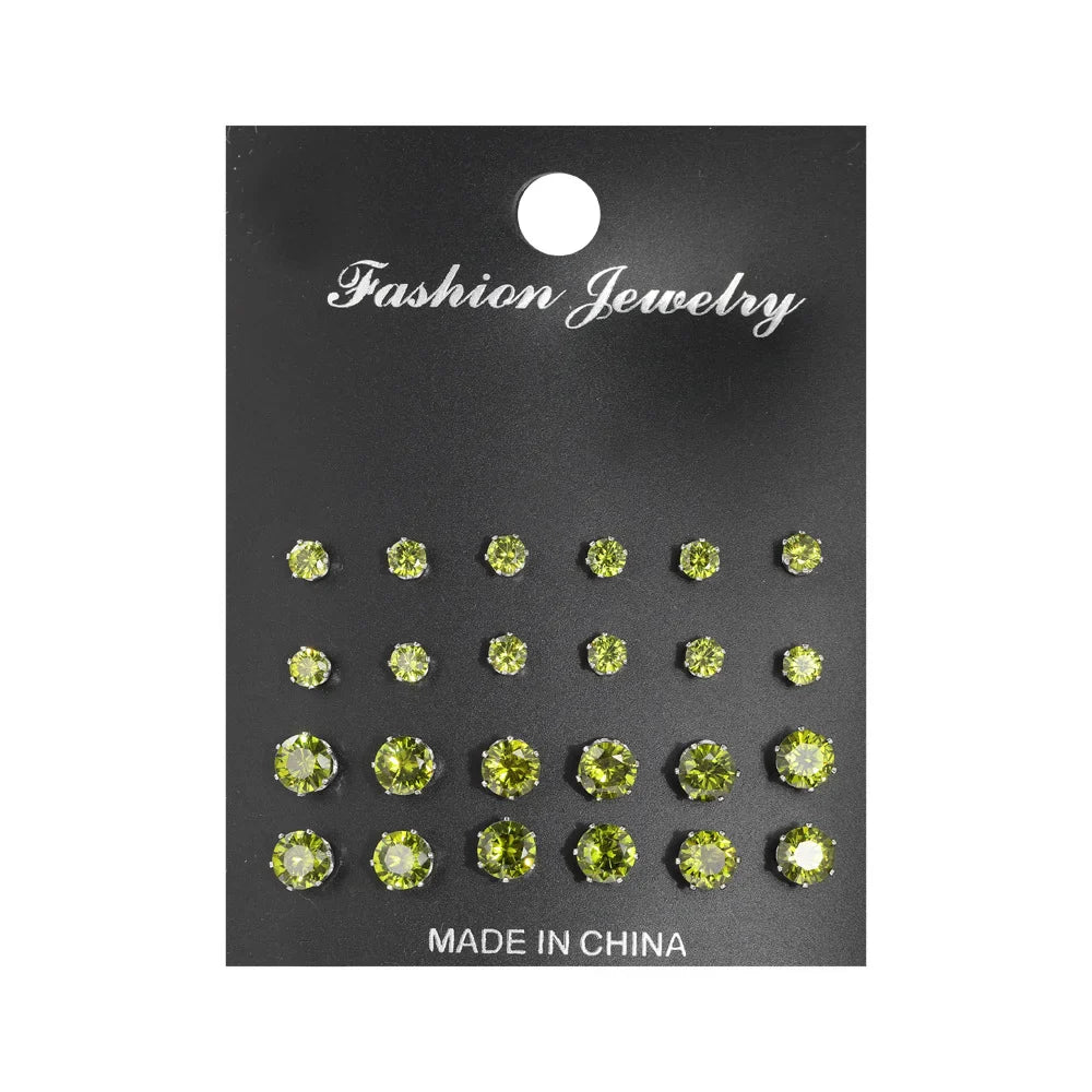 12 Pcs Zircon Earrings Set Briliant Shiny Stud Earrings for Women Simple Pearl Irregular Trendy Jewerly Accessories 2024 New