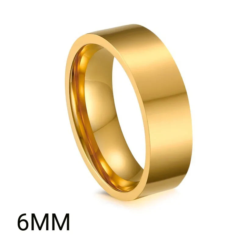 2mm 4mm 6mm 8mm Stainless Steel Wedding Ring for Women Flat Finger Rings Fashion Bijoux Femme Engagement Jewelry