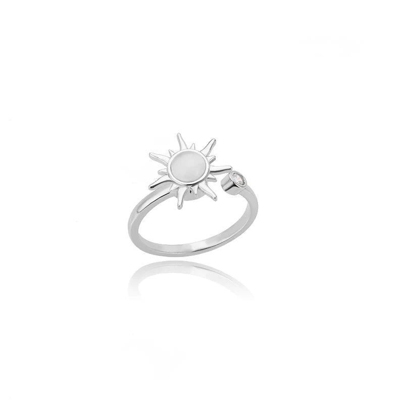 Anti Stress Anxiety Ring For Women Stainless Steel Sun Pendant Spinner Fidget Finger Rings 2024 Fashion Birthday Jewelry Gift
