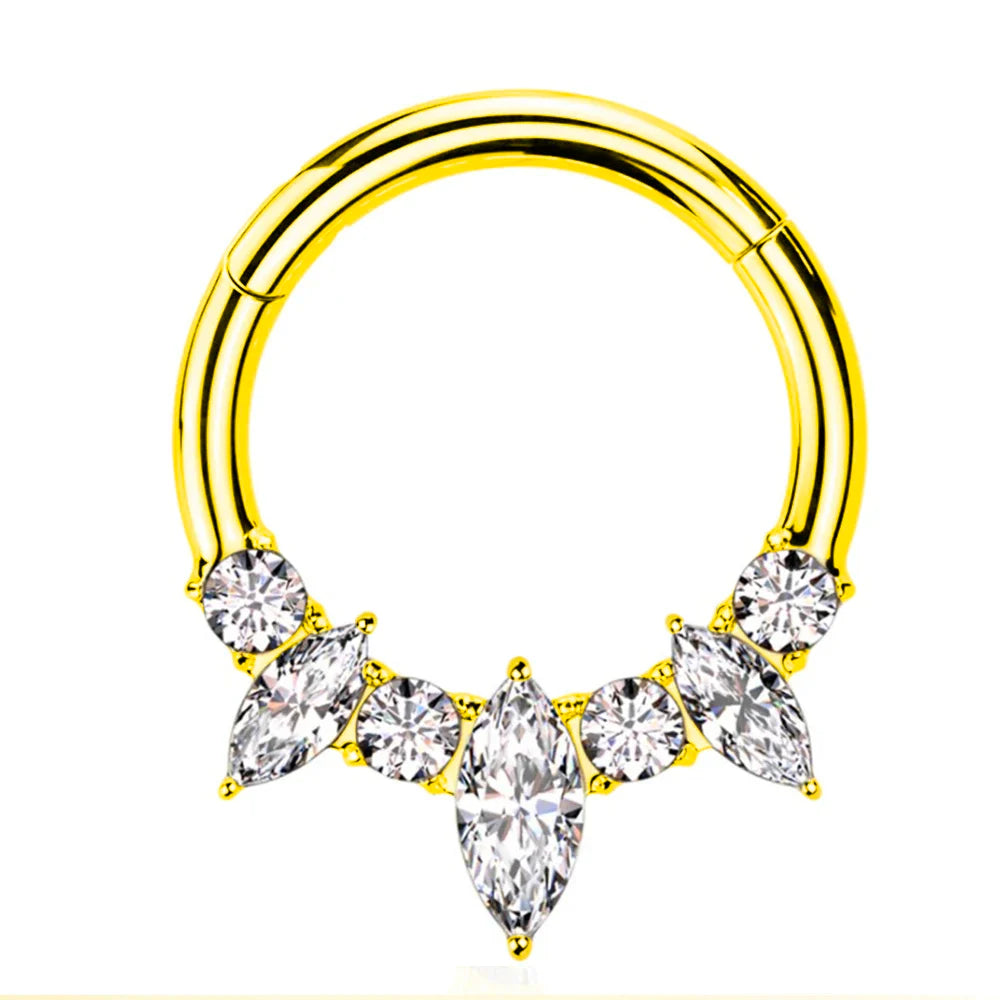 316L Surgical Steel Segment Nose Ring Zircon Septum Clicker Ear Cartilage Helix Daith Hoop Body  Piercing Jewelry