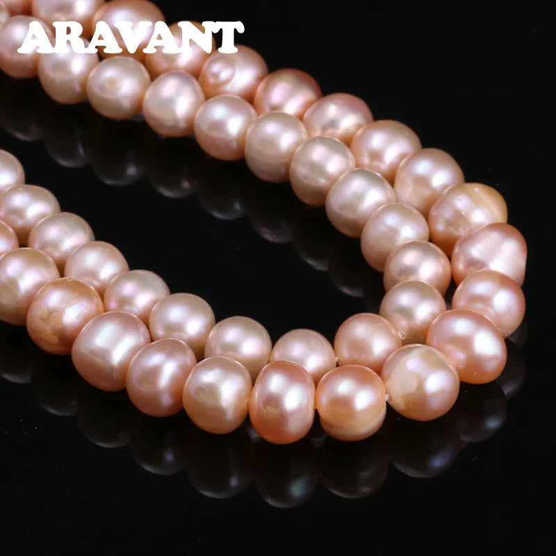 Aravant 925 Silver 8MM Freshwater Pearl Necklace Chain For Women Fashion Jewelry