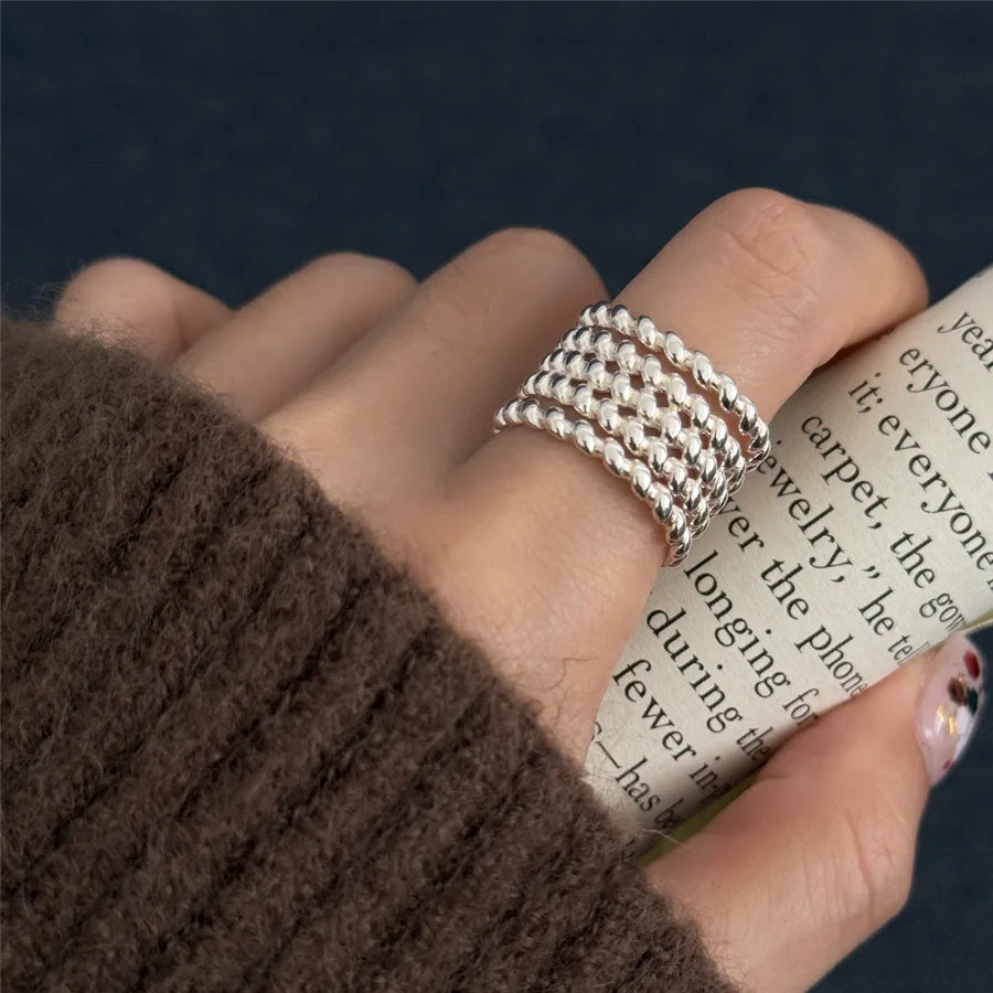 925 Sterling Silver Chain Knot Ring For Women Wrap Wide Band Rock Geometry Punk Jewelry Gift Wholesale Dropshipping