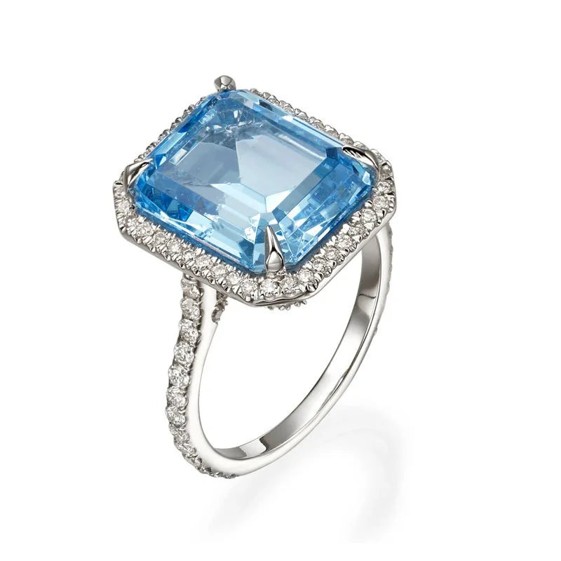 925 Sterling Silver Gorgeous Bridal Wedding Ring for Women Big Stone Crystal Square AAA Cubic Zirconia Elegant Statement Jewelry