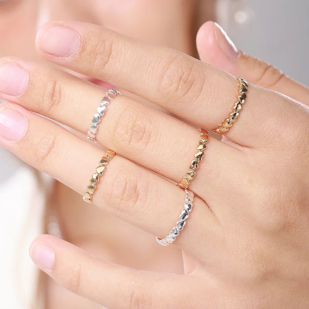 Stainless Steel Heart Rings For Women Propose Engagement Wedding Ring Vintage Jewelry Anillos Valentine's Day Gift