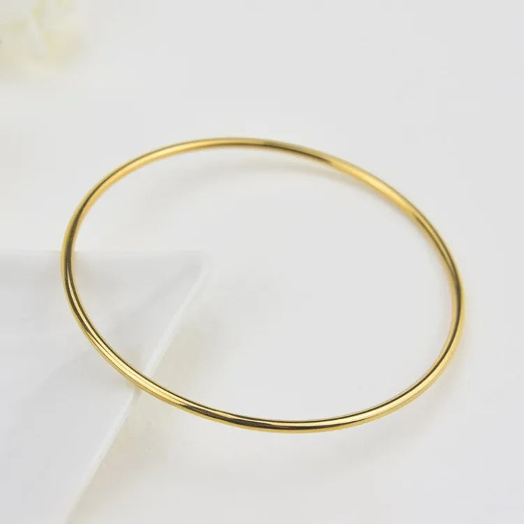 55mm/60mm/65mm Stainless Steel 2mm Thin Plain Polished Slip On Bangle Bracelet for Women Girl