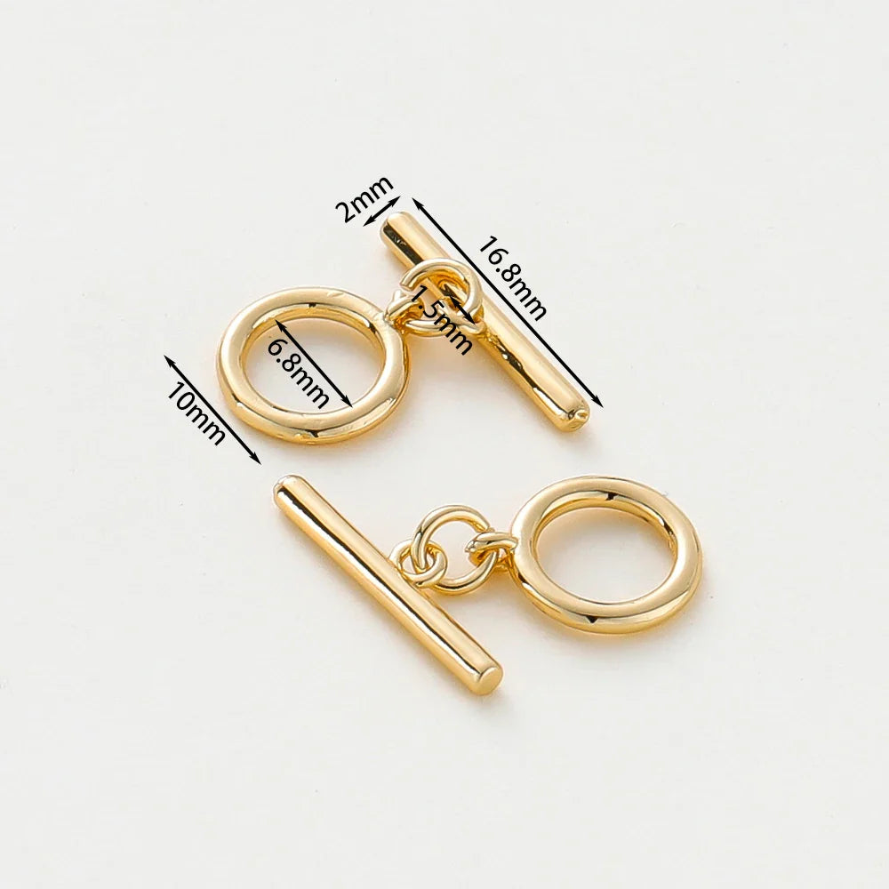 4 Sets 14K/18K Gold Color Plated Brass O Toggle Clasps Connector for DIY Bracelet Necklace Jewelry Making Findings Accessories