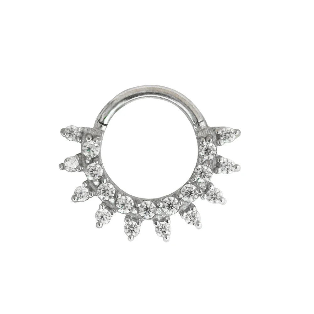 316L Surgical Steel Segment Nose Ring Zircon Septum Clicker Ear Cartilage Helix Daith Hoop Body  Piercing Jewelry