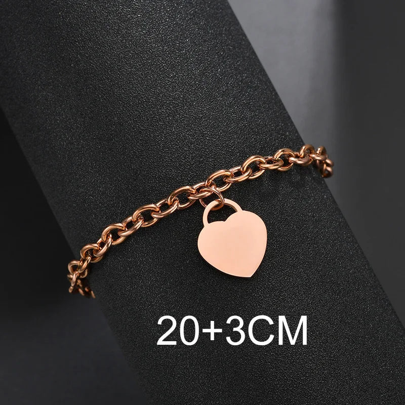 Bluelory Personalized Bracelet For Men  Women Stainless Steel Multi Styles Blank Nameplate Heart Bracelet  Party Jewelry Gift