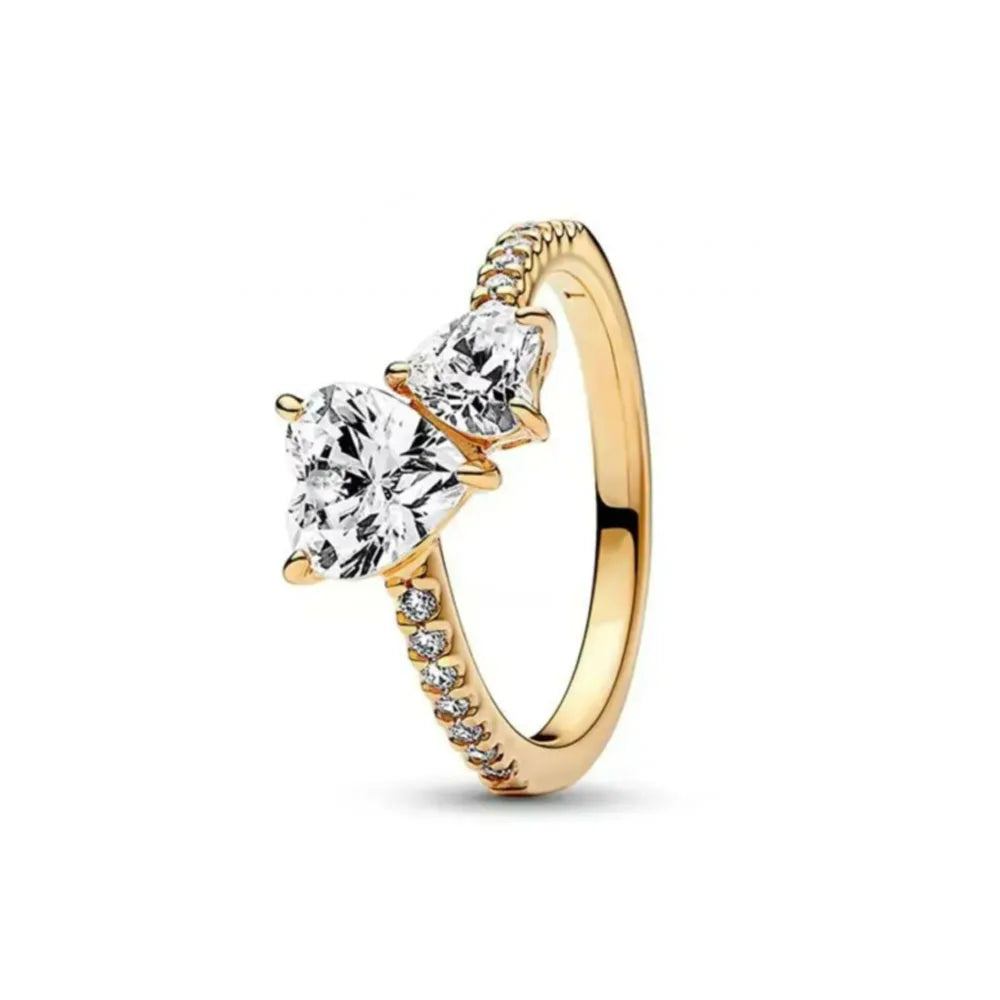 925 Silver Gold Color Heart Stone Rings Ring New Hot Selling Gold Color Rings Suitable For Any Occasion  DIY Birthday Gift
