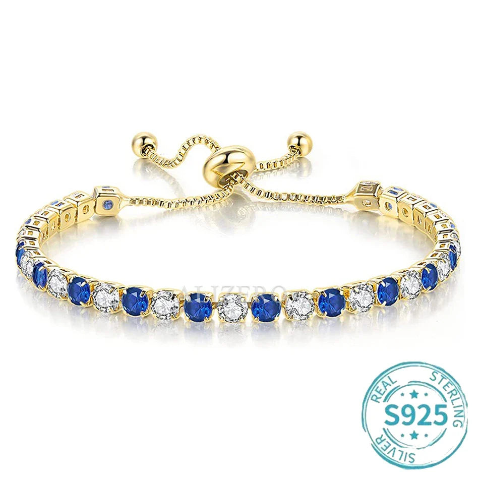 ALIZERO S925 Sterling Silver Bracelet Original Multicolor Zirconia Tennis Bracelets For Women Fashion Luxury Charm Jewelry
