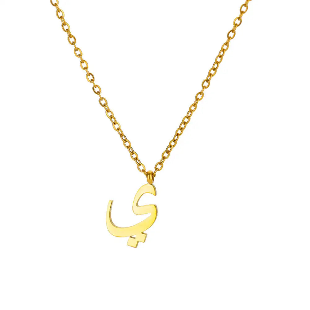 Arabic Letter Name Pendant Necklace For Women Stainless Steel Inital Chain Choker Collar Necklace 2024 Wedding Jewelry bijoux