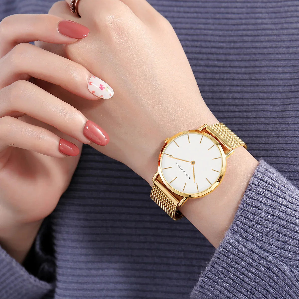 HANNAH MARTIN Brand Quality Stainless Steel Japan Quartz Movement Waterproof Women 36mm Full Rose Gold Ladies Dropshipping Watch