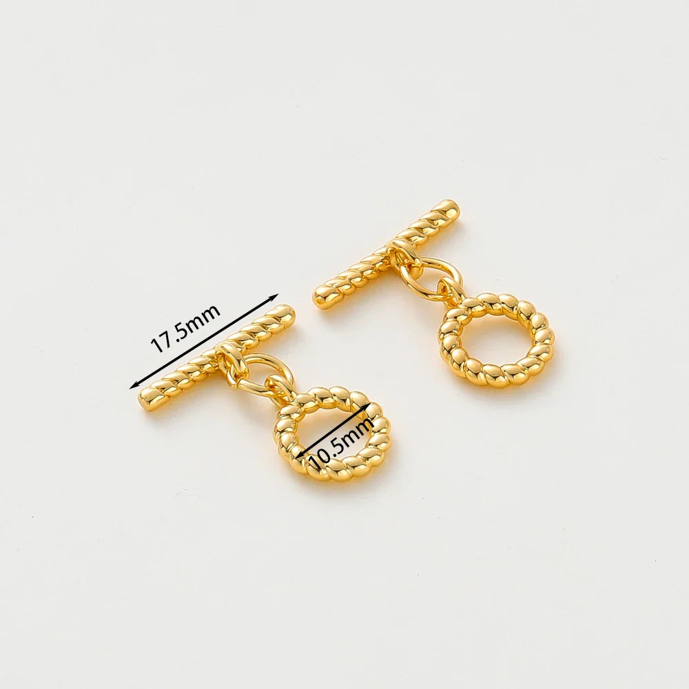4 Sets 14K/18K Gold Color Plated Brass O Toggle Clasps Connector for DIY Bracelet Necklace Jewelry Making Findings Accessories