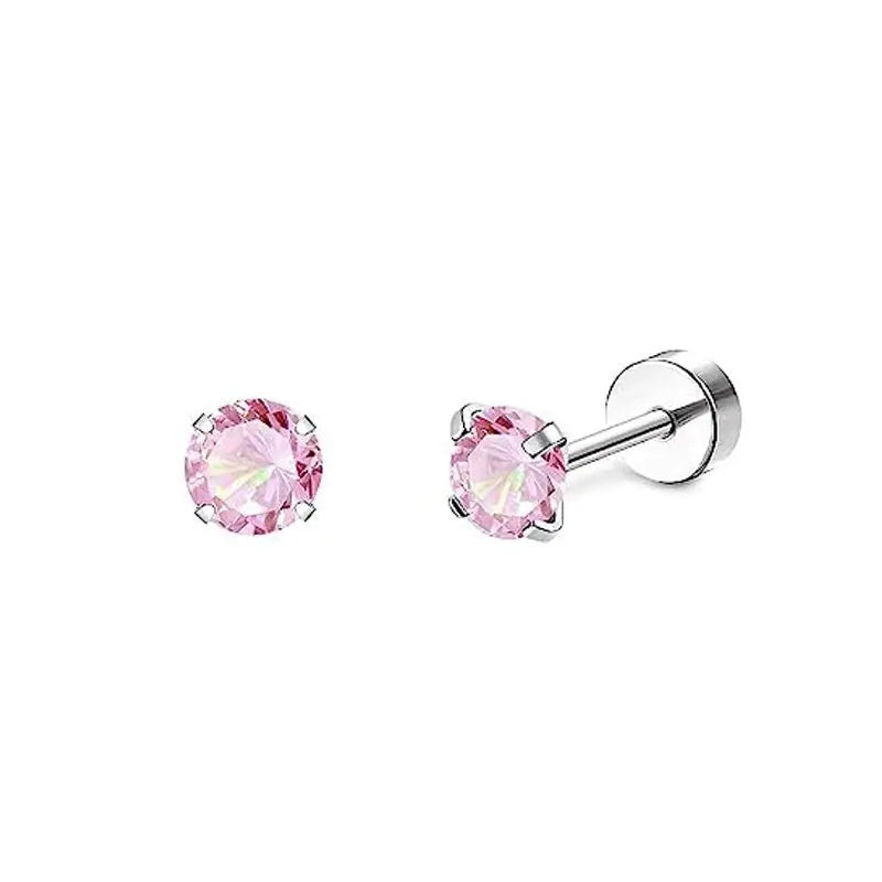 2PCS/Set Stainless Steel Heart Moon Earbone Stud Screw Ball Stud Earrings for Women Fashion Ear Tragus Cartilage Body Piercing