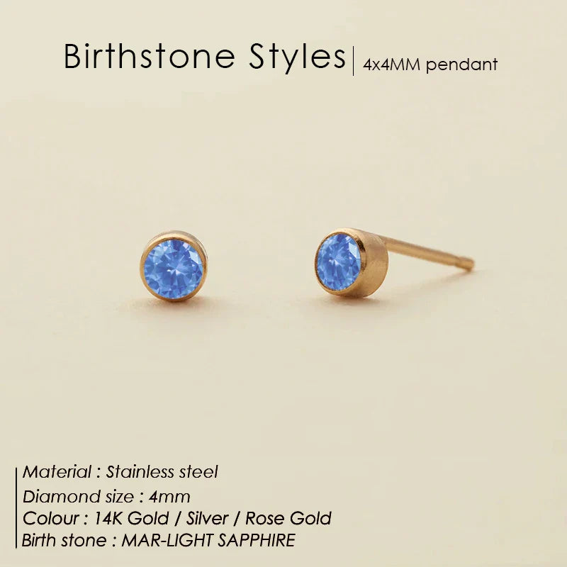 316 Stainless Steel Birthstone Ear Stud Piercing Gun Gold Color Push-Back Earrings Piercing Safe For Baby And Women Gift Jewelry