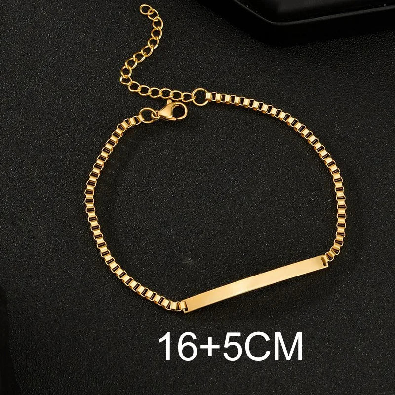 Bluelory Personalized Bracelet For Men  Women Stainless Steel Multi Styles Blank Nameplate Heart Bracelet  Party Jewelry Gift