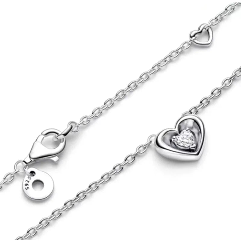 925 Sterling Silver Heart Bow Necklace Fit Christmas Jewelry For Women DIY  Making Party Wedding Gift