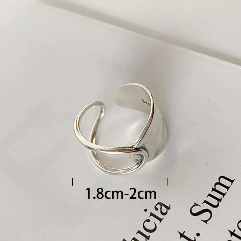 925 Sterling Silver Chain Knot Ring For Women Wrap Wide Band Rock Geometry Punk Jewelry Gift Wholesale Dropshipping