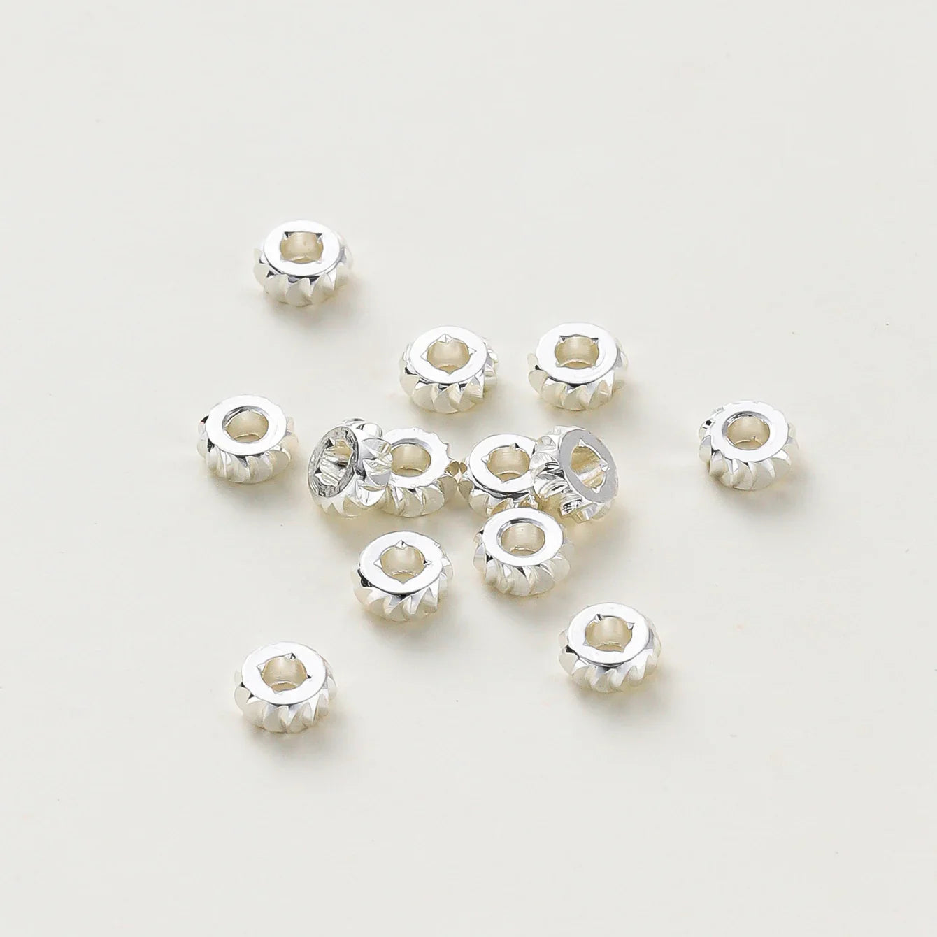50pcs/lot 14K 18K Gold Color Fancy Wheel Metal Round Beads Necklace Bracelet Loose Spacer Beads For Jewelry Making Findings