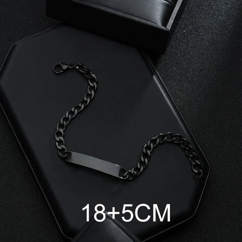 Bluelory Personalized Bracelet For Men  Women Stainless Steel Multi Styles Blank Nameplate Heart Bracelet  Party Jewelry Gift