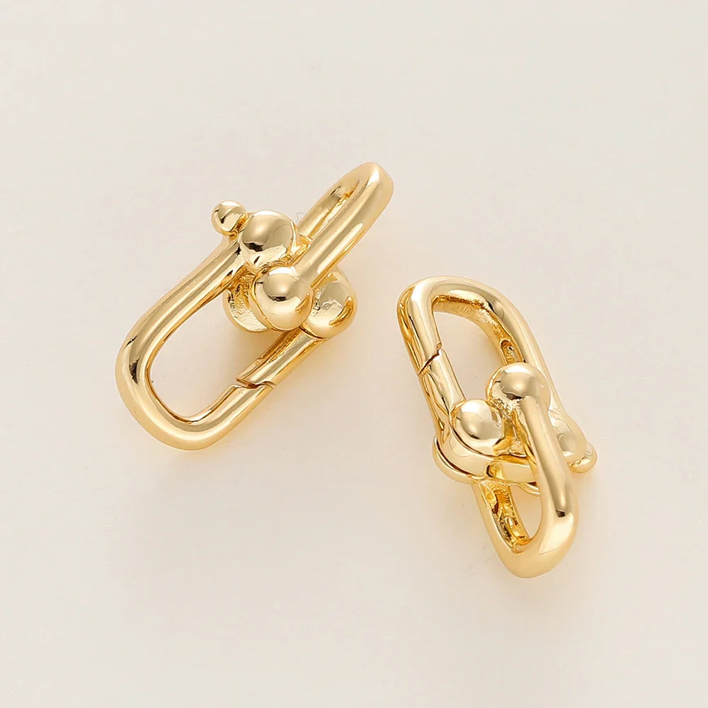 2Pcs/Pack 14/18K Gold Plated Spring Clasps Brass U Shape Lobster Clasp Connector for DIY Jewelry Bracelet Making Accessories
