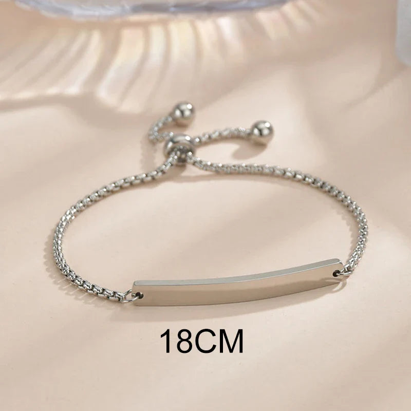 Bluelory Personalized Bracelet For Men  Women Stainless Steel Multi Styles Blank Nameplate Heart Bracelet  Party Jewelry Gift