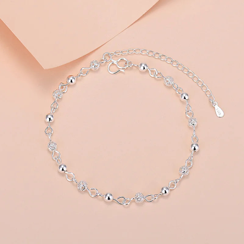 925 Sterling Silver Lucky Bead Charm Bracelets Woman Couple Chain Round Bangles Luxury Jewelry Accessories Wholesale