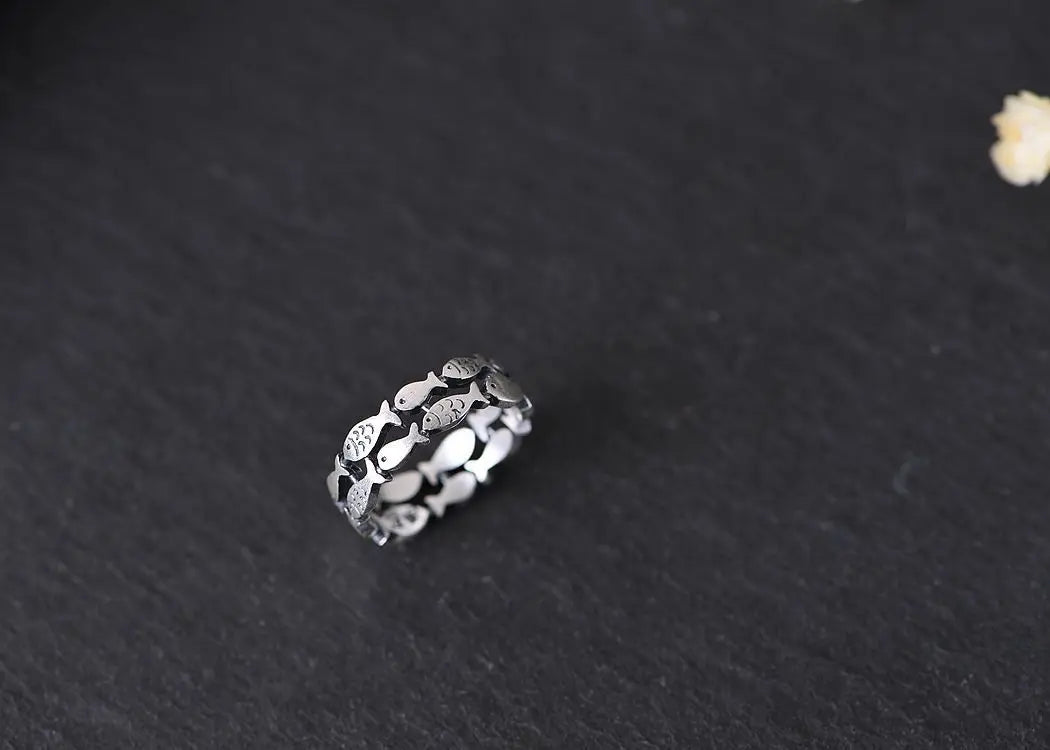 925 Sterling Silver Bilayer Fish Adjustable Rings For Women Engagement Wedding Luxury Quality Aesthetic Jewelry Jewellery