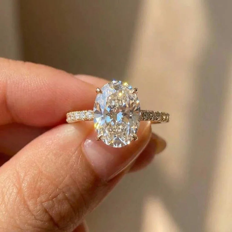 925 Sterling Silve Zircon Gorgeous Shiny Oval Stone Rings for Women Gift Engagement Wedding Luxury High Quality Fine Jewelry