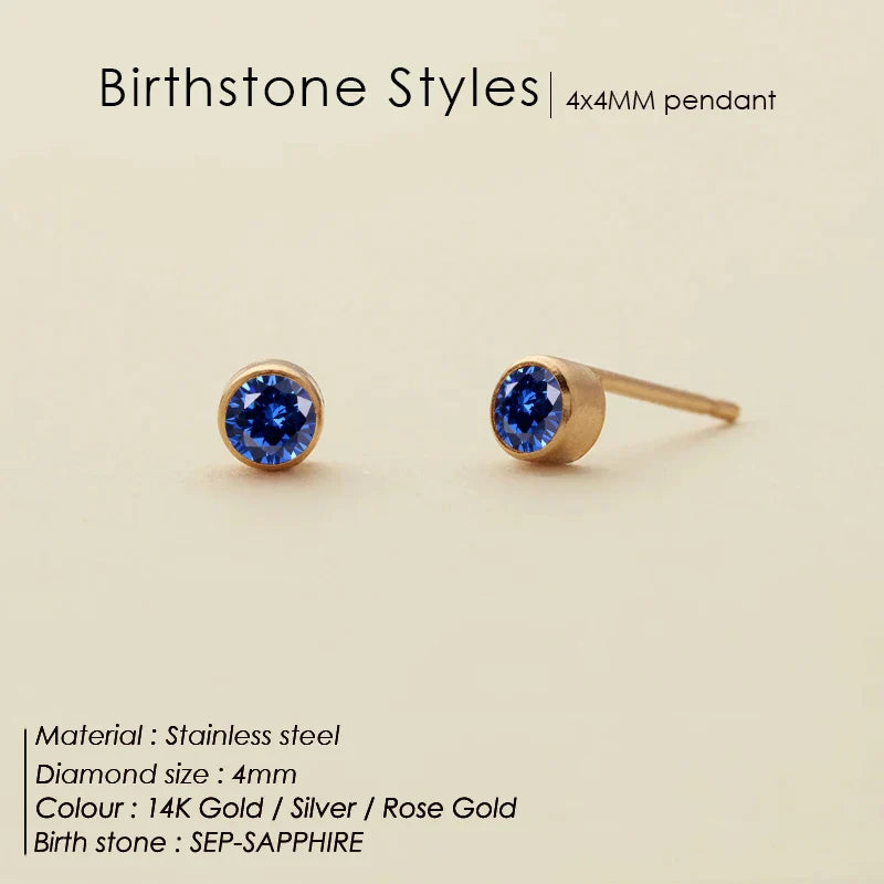 316 Stainless Steel Birthstone Ear Stud Piercing Gun Gold Color Push-Back Earrings Piercing Safe For Baby And Women Gift Jewelry
