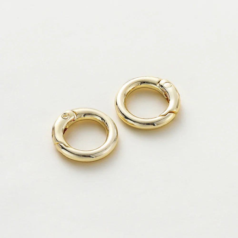 5Pcs 20mm 14K 18K Gold Plated O Ring Spring Clasps Openable Round Keychain Hook Charms Pendants Connector For DIY Jewelry Making