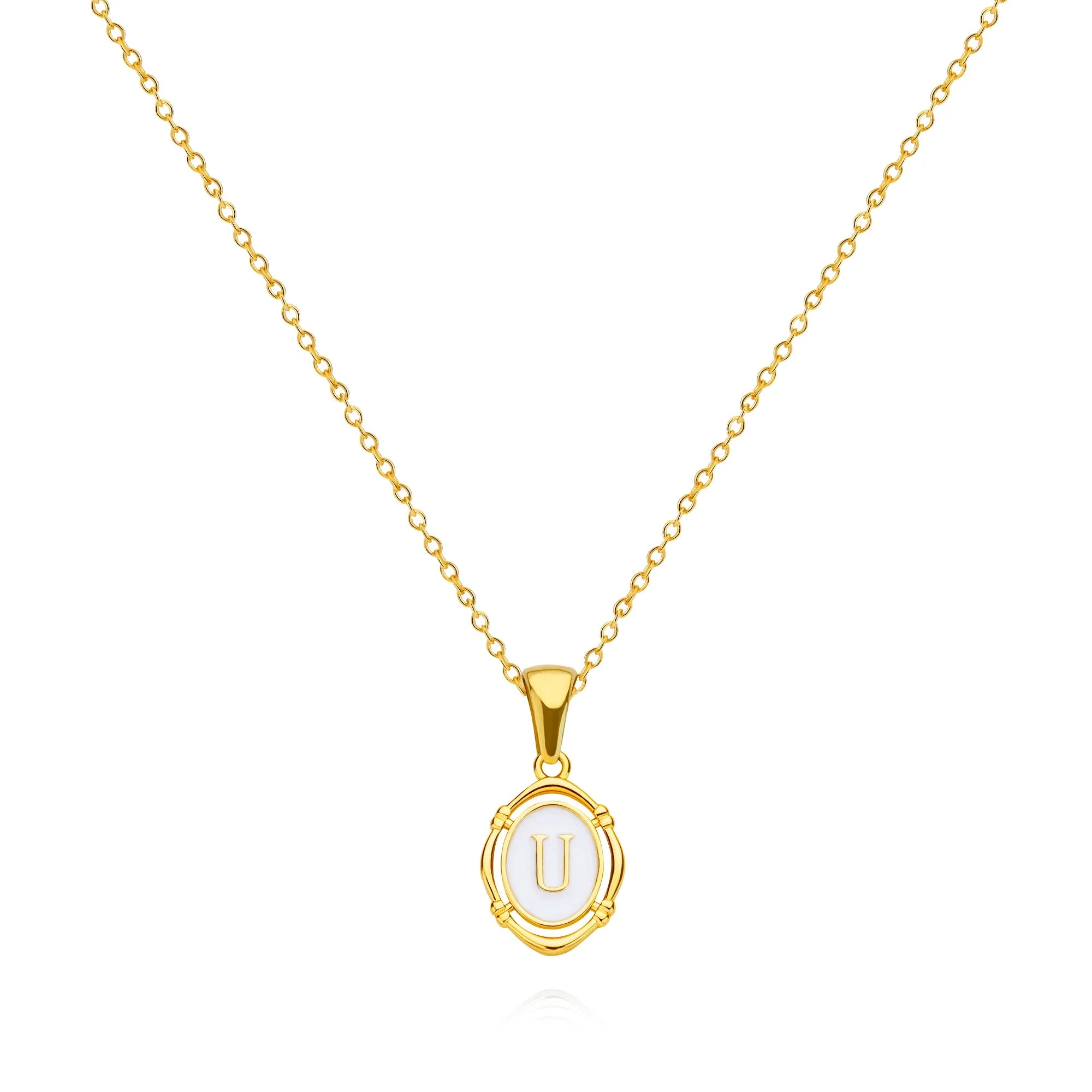 A-Z Letter Initial Enamel Necklace For Women Gold Color Stainless Steel Chain Exquisite Pendant Necklace Fashion Jewelry Gift