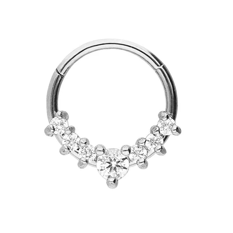 316L Surgical Steel Segment Nose Ring Zircon Septum Clicker Ear Cartilage Helix Daith Hoop Body  Piercing Jewelry