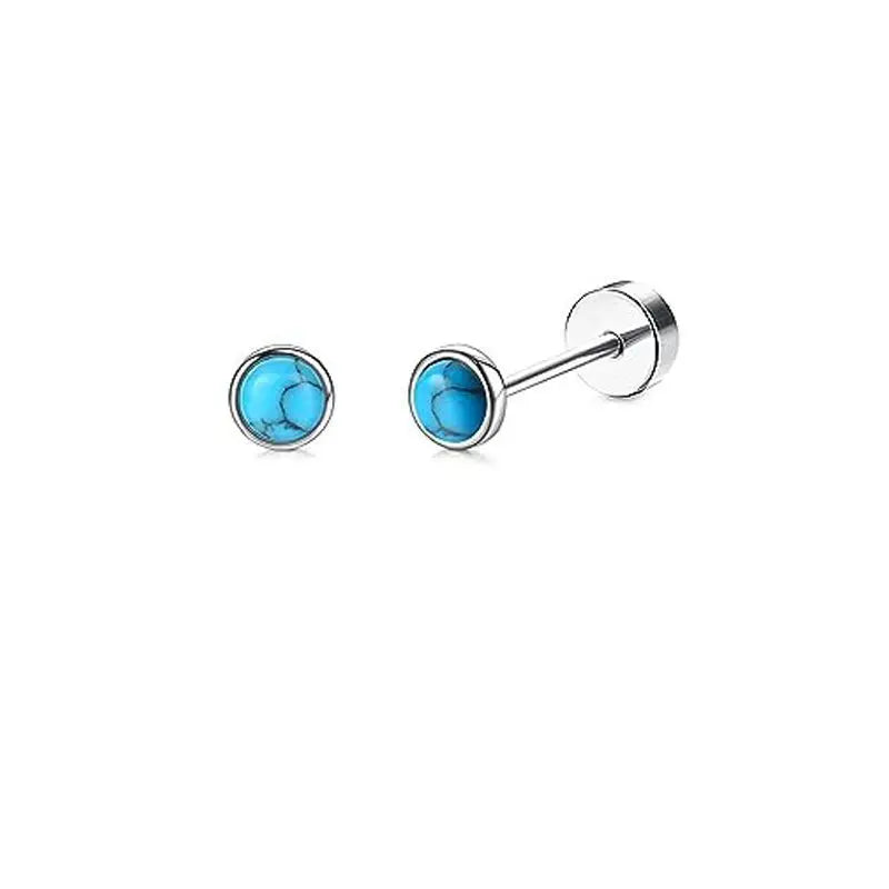 2PCS/Set Stainless Steel Heart Moon Earbone Stud Screw Ball Stud Earrings for Women Fashion Ear Tragus Cartilage Body Piercing