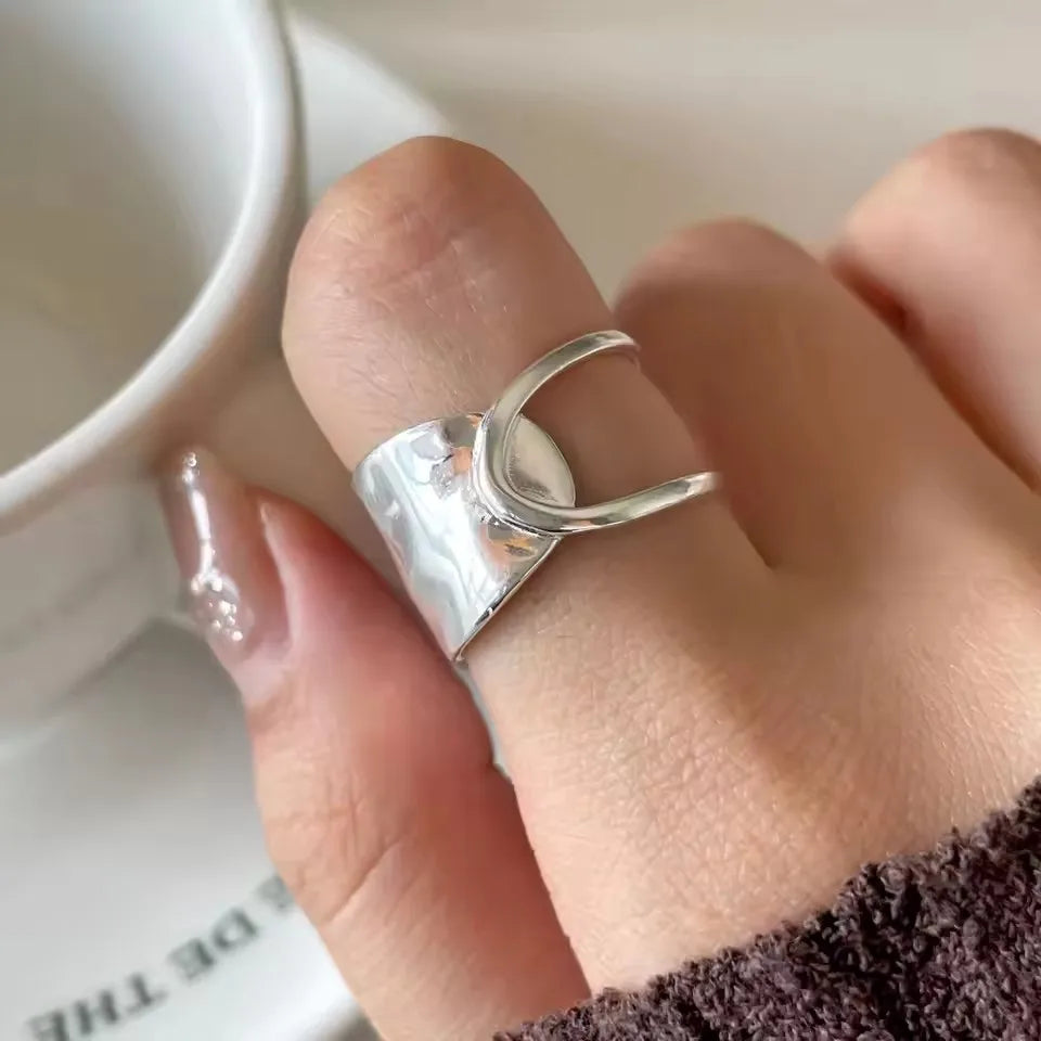925 Sterling Silver Chain Knot Ring For Women Wrap Wide Band Rock Geometry Punk Jewelry Gift Wholesale Dropshipping