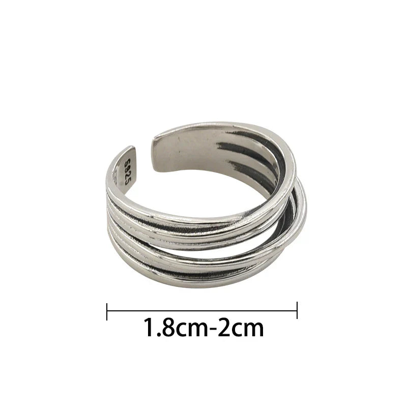 925 Sterling Silver Cross Wound Ring For Women Geometry Simple Vintage Hollow Out Jewelry Party Gift Wholesale Dropshipping
