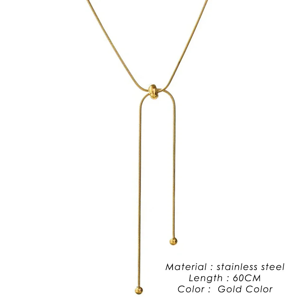 Korean Adjustable Stainless Steel Necklace for Women High Quality Design Gold Color Snake Chain Jewelry Wholesale Dropshipping
