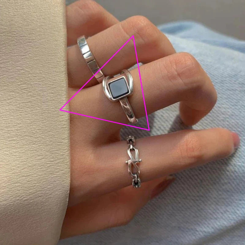 925 Sterling Silver plated Ring for Women Girl Gift Blace Stone Crystal Glaze Retro Punk Open Jewelry Dropship Wholesale