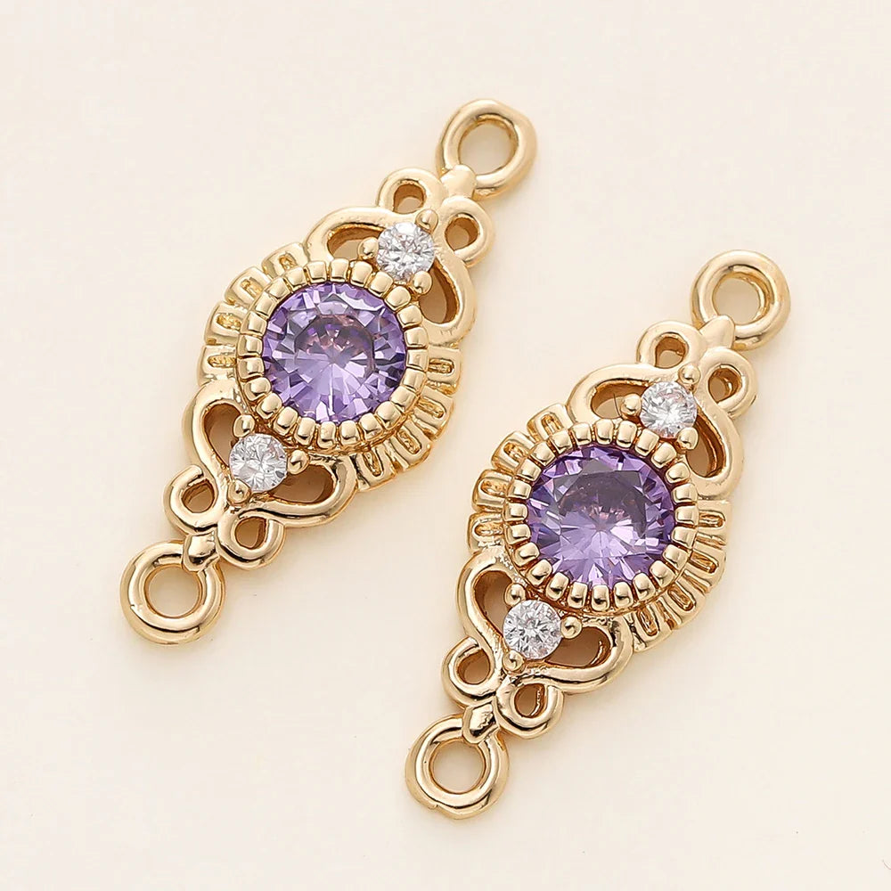 5/10Pcs/Pack 18K Gold Color Plated Metal Brass 2 Holes Oval Connector Pendants for DIY Necklace Jewelry Making Accessories