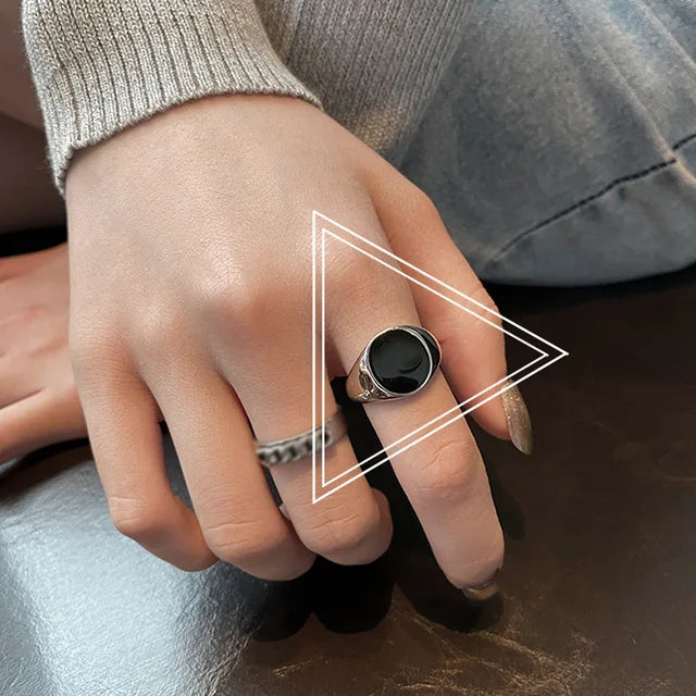 925 Sterling Silver plated Ring for Women Girl Gift Blace Stone Crystal Glaze Retro Punk Open Jewelry Dropship Wholesale