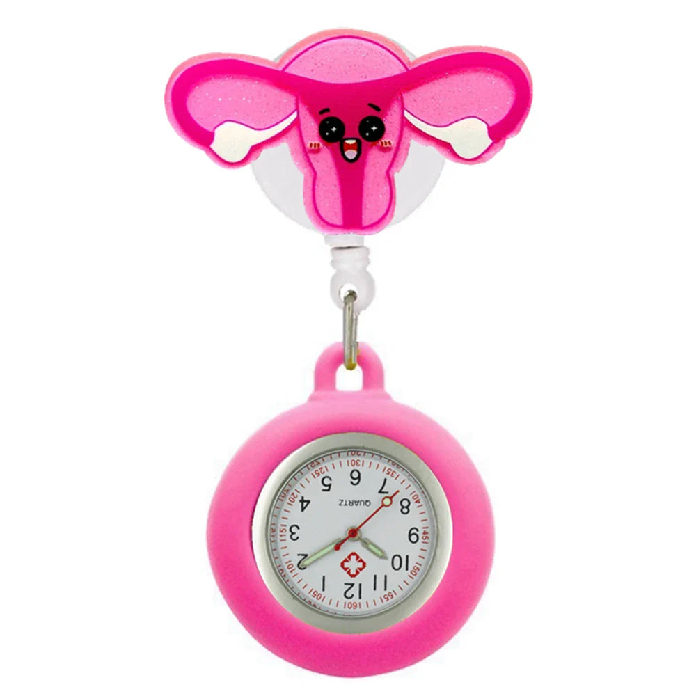 Hospital Health Care Shiny Heart Medical Icons Cartoon Lovely Nurse Doctor Clip Pocket Watches Hang Clock Gift Watch