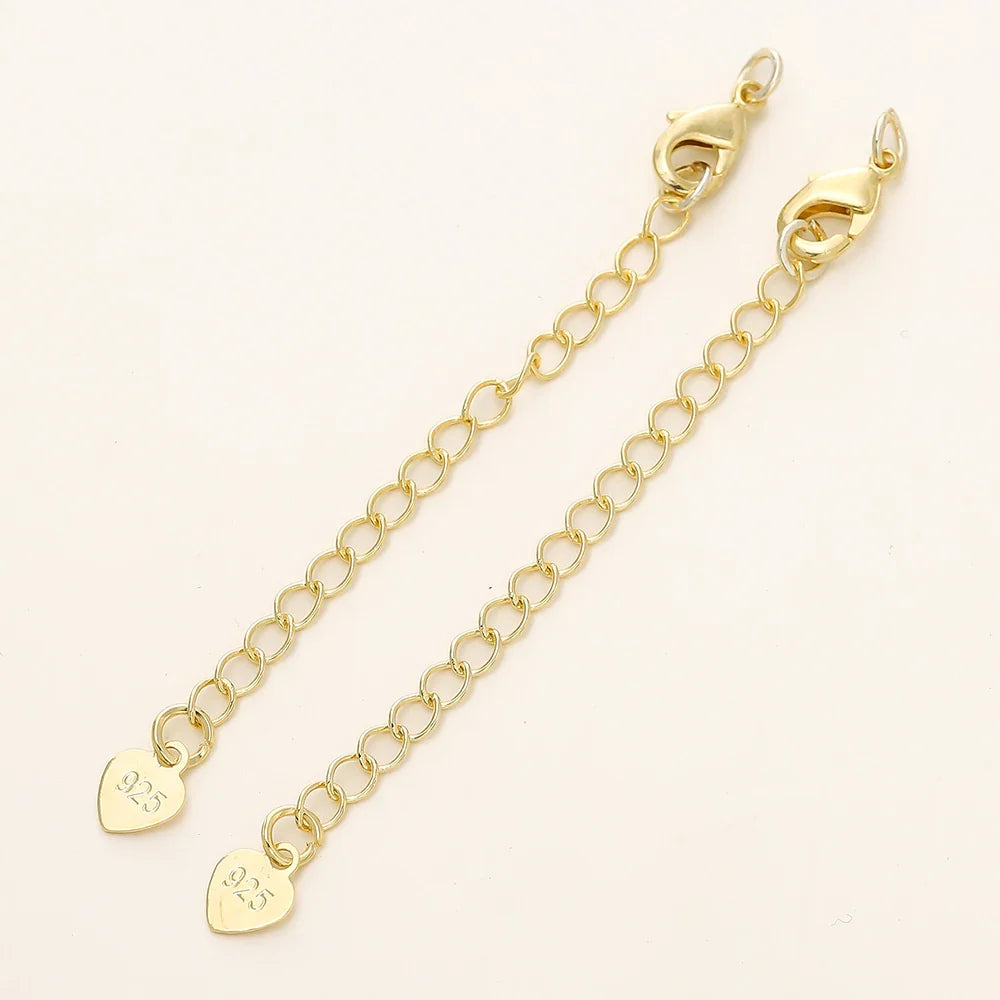 5/10pcs/Pack 14/18K Gold Color Plated Brass Various Extension Chain With Lobster Clasps for DIY Necklace Jewelry Making Findings