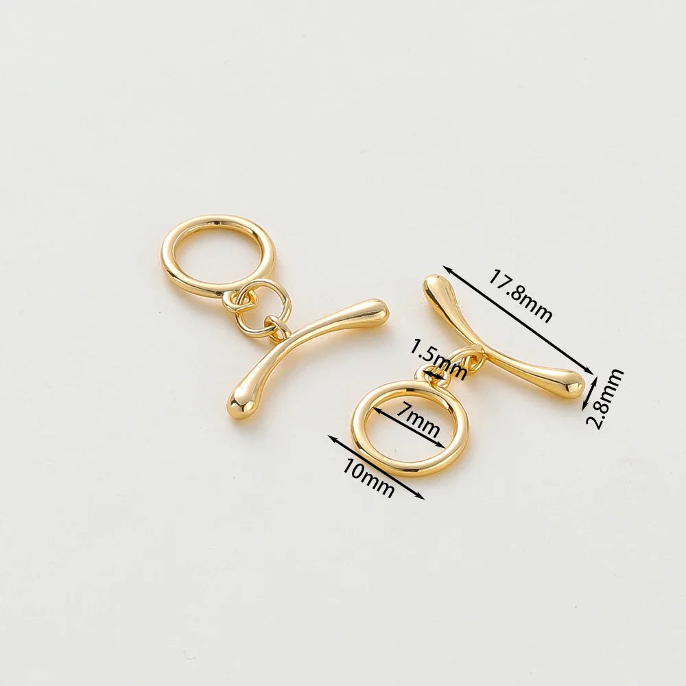 4 Sets 14K/18K Gold Color Plated Brass O Toggle Clasps Connector for DIY Bracelet Necklace Jewelry Making Findings Accessories
