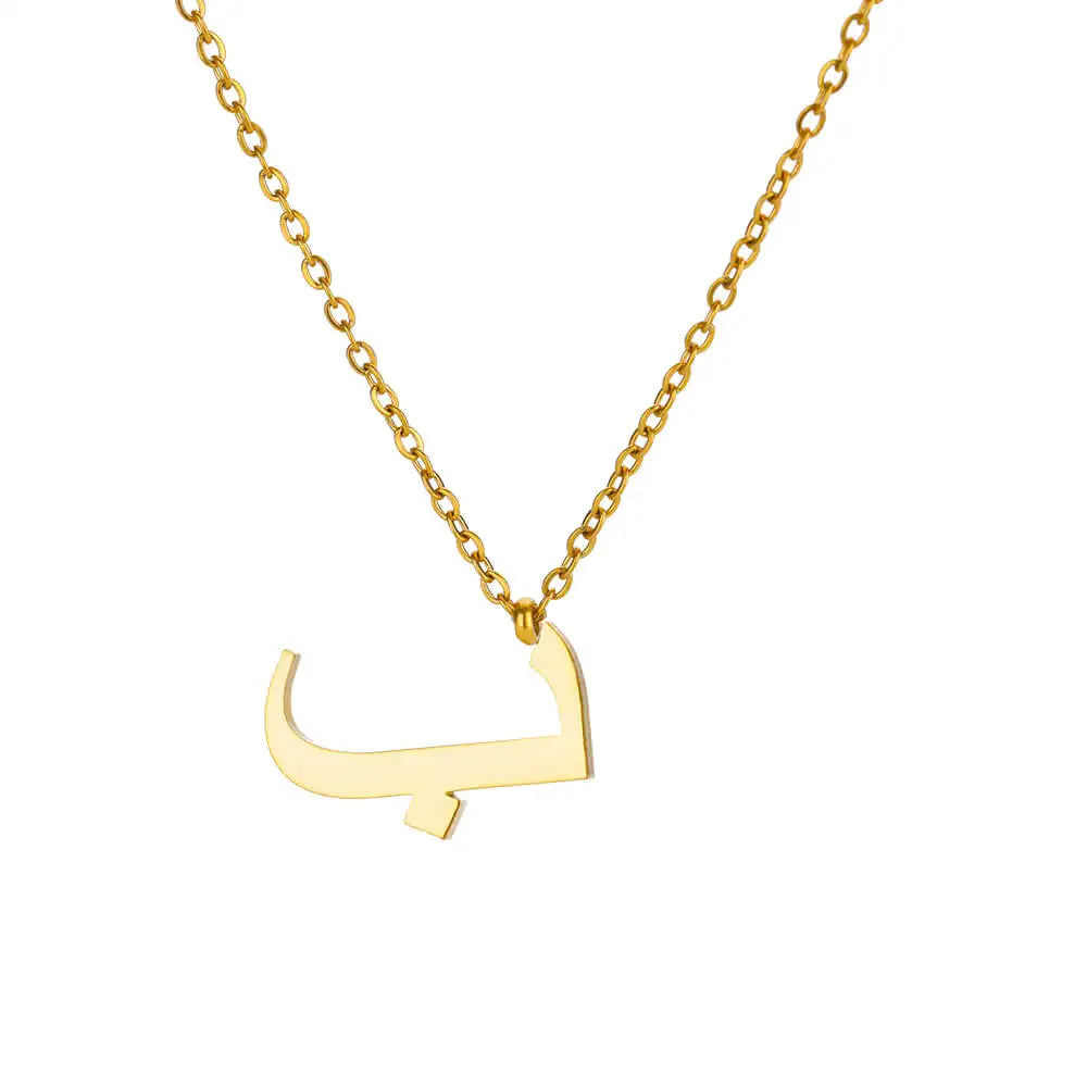 Arabic Letter Name Pendant Necklace For Women Stainless Steel Inital Chain Choker Collar Necklace 2024 Wedding Jewelry bijoux