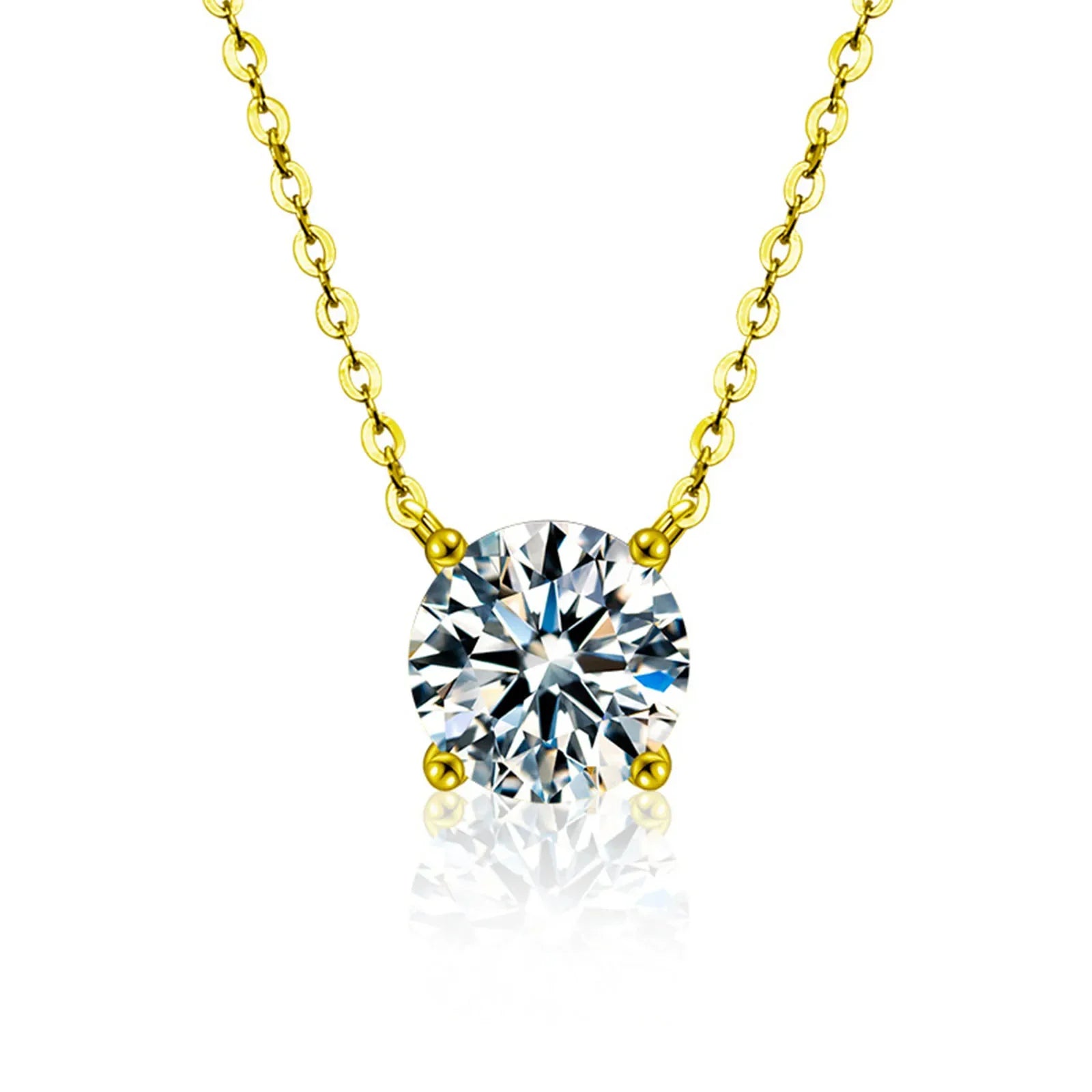 925 Sterling Silver 18k Gold Plated Necklace Versatile Single Sparkling Zircon Clavicle Chain for Women Wedding Jewelry