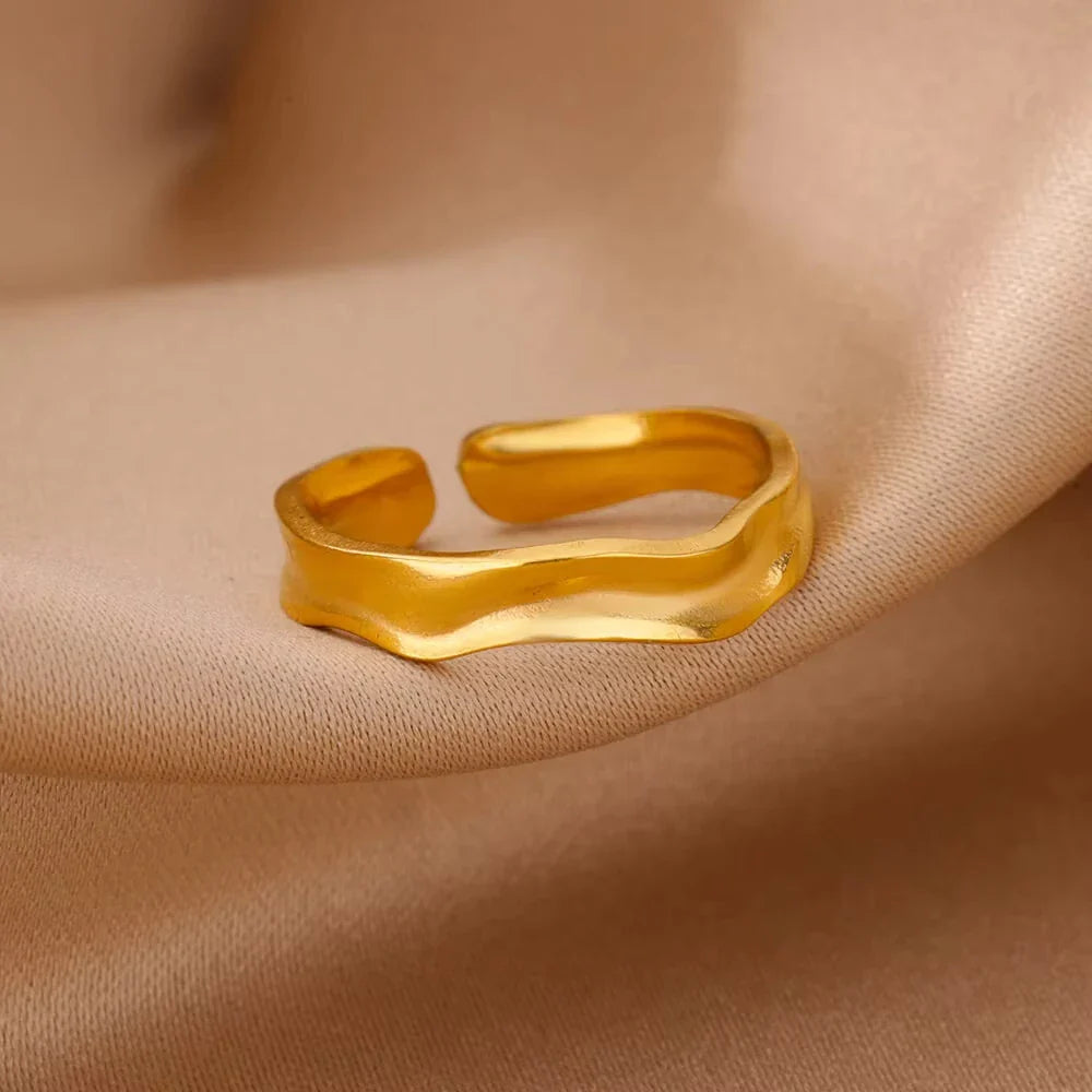 Anti-Stress Rotating Beads Rings for Women Men Gold Color Stainless Steel Double Smooth Beads Finger Ring Party Jewelry Gift