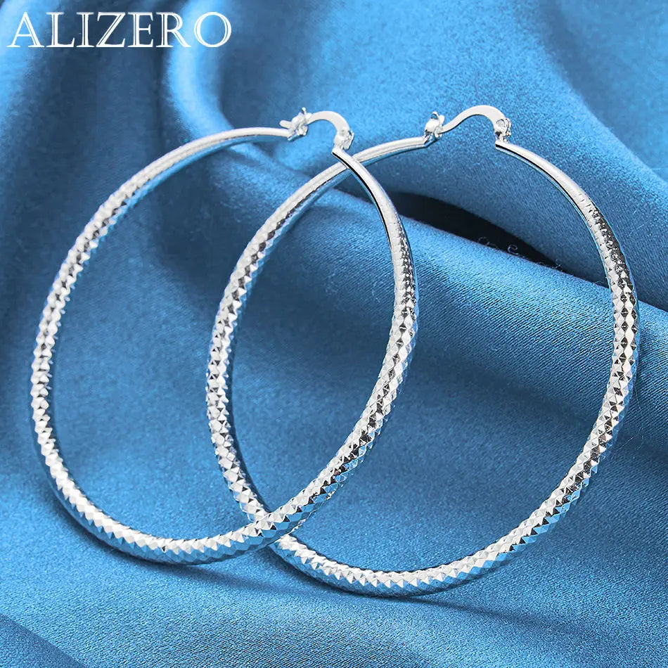 ALIZERO 925 Sterling Silver Earrings Simple Round Circle Hoop Earrings For Woman Fashion Wedding Engagement Charm Jewelry Gifts